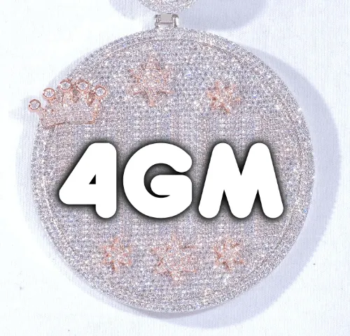 CUSTOM LETTER NECKLACE 3D BIG CROWN DISC sold by The GUU Shop