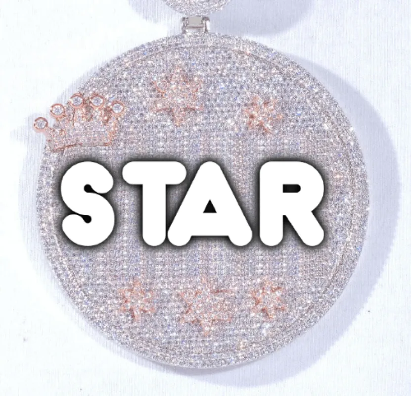 CUSTOM LETTER NECKLACE 3D BIG CROWN DISC sold by The GUU Shop