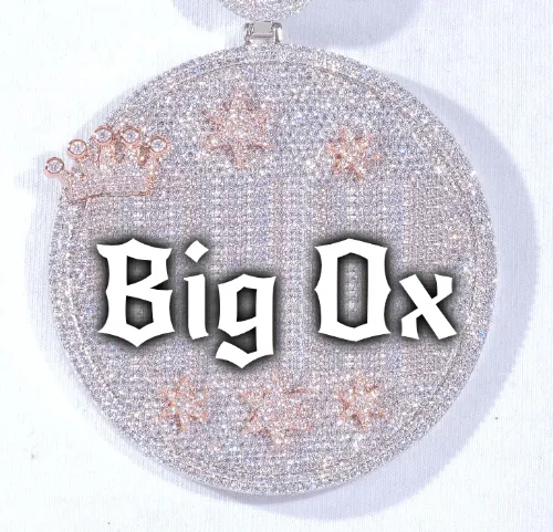 CUSTOM LETTER NECKLACE 3D BIG CROWN DISC sold by The GUU Shop