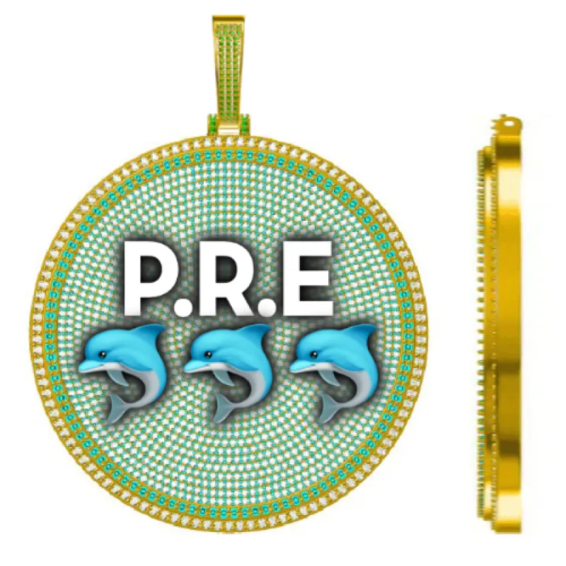 CUSTOM LETTER NECKLACE 3D BIG DISC sold by The GUU Shop