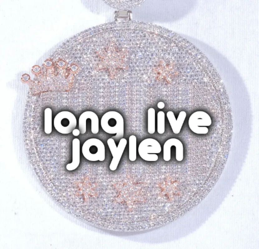 CUSTOM LETTER NECKLACE 3D BIG CROWN DISC sold by The GUU Shop