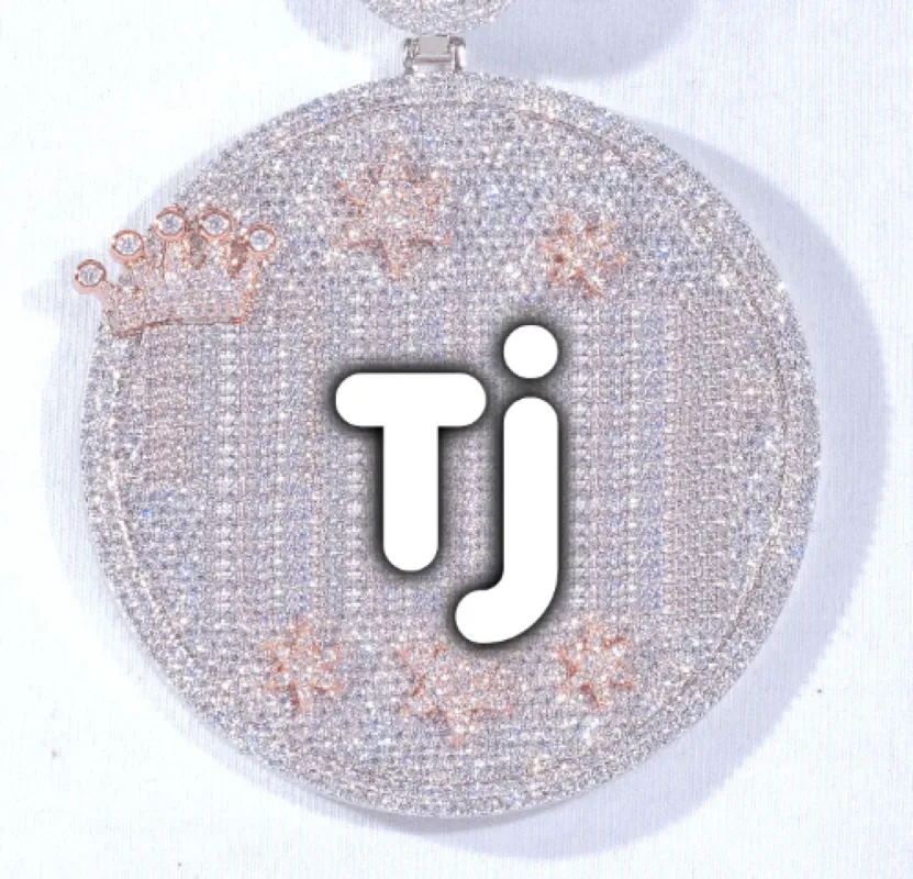 CUSTOM LETTER NECKLACE 3D BIG CROWN DISC sold by The GUU Shop