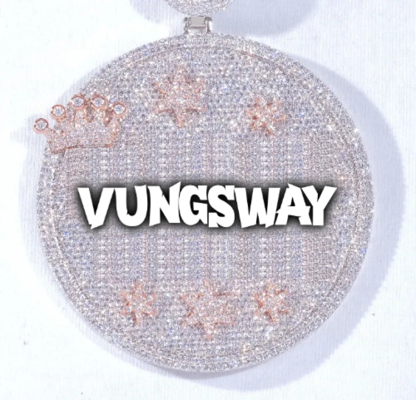 CUSTOM LETTER NECKLACE 3D BIG CROWN DISC sold by The GUU Shop