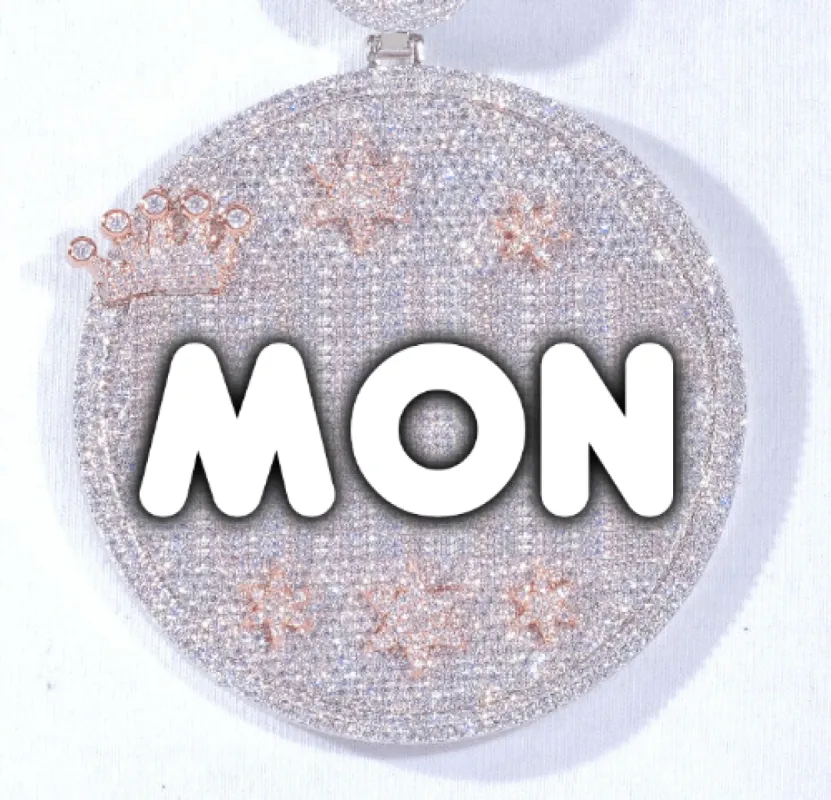 CUSTOM LETTER NECKLACE 3D BIG CROWN DISC sold by The GUU Shop
