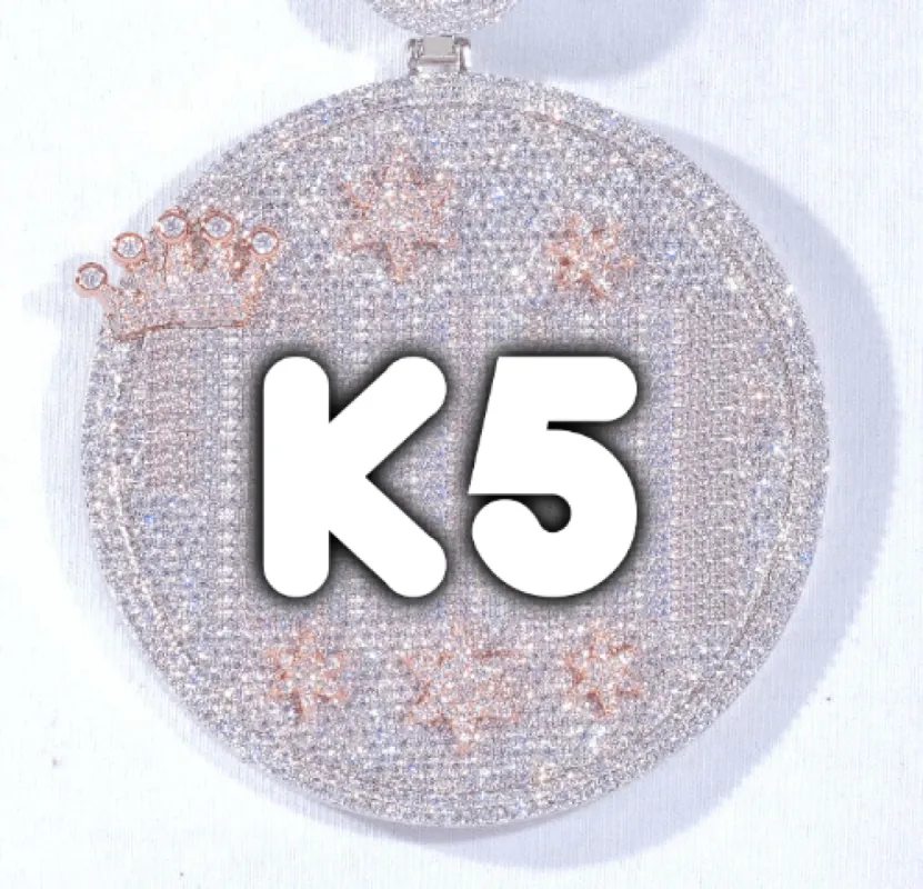 CUSTOM LETTER NECKLACE 3D BIG CROWN DISC sold by The GUU Shop