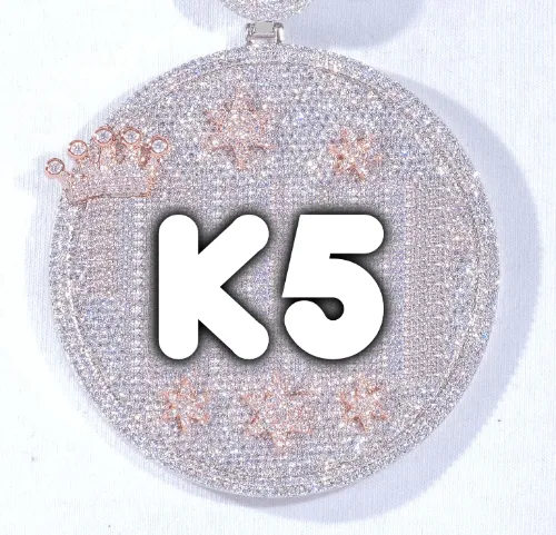 CUSTOM LETTER NECKLACE 3D BIG CROWN DISC sold by The GUU Shop