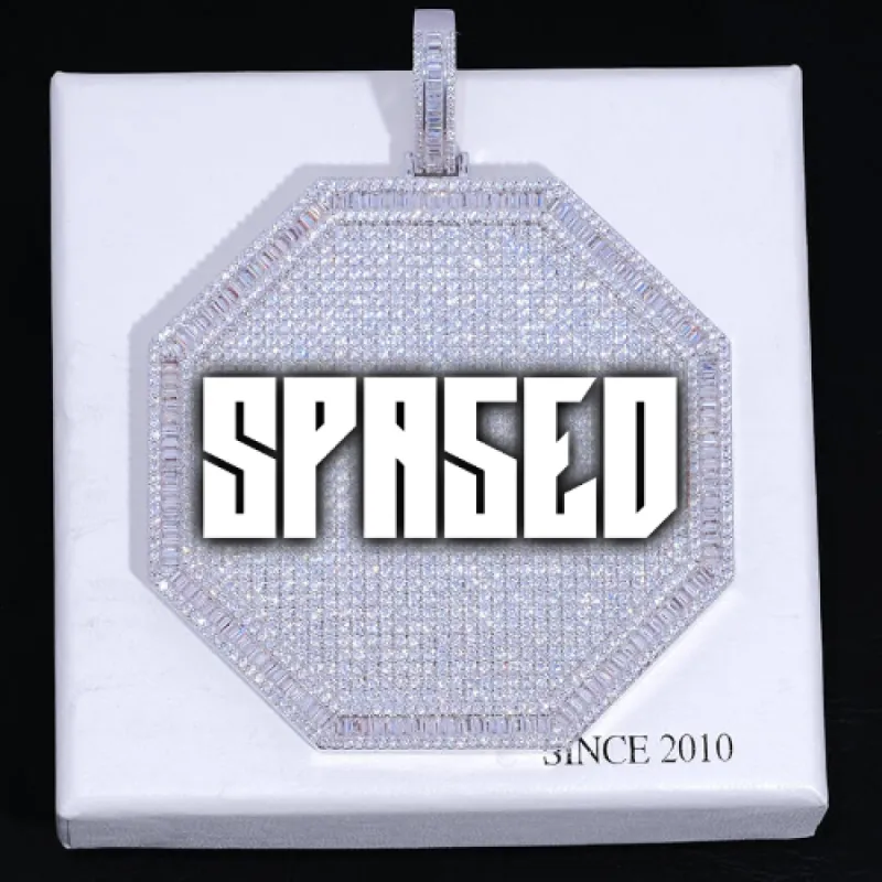 CUSTOM LETTER NECKLACE 3D BIG OCTAGON sold by The GUU Shop