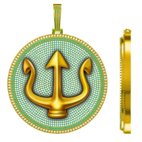 CUSTOM LETTER NECKLACE 3D BIG DISC sold by The GUU Shop