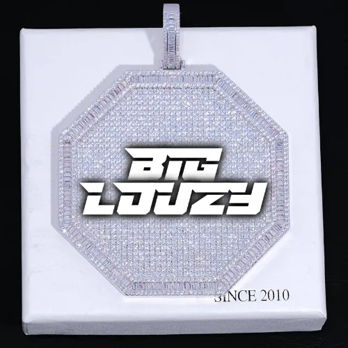 CUSTOM LETTER NECKLACE 3D BIG OCTAGON sold by The GUU Shop