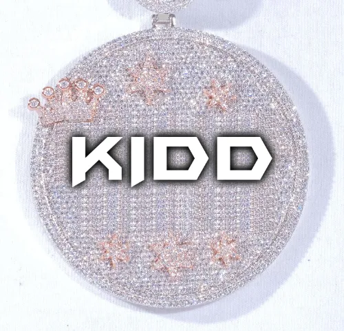 CUSTOM LETTER NECKLACE 3D BIG CROWN DISC sold by The GUU Shop