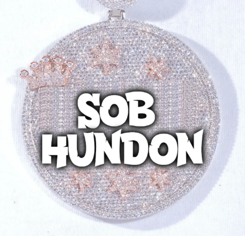 CUSTOM LETTER NECKLACE 3D BIG CROWN DISC sold by The GUU Shop