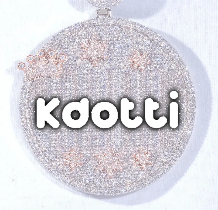 CUSTOM LETTER NECKLACE 3D BIG CROWN DISC sold by The GUU Shop