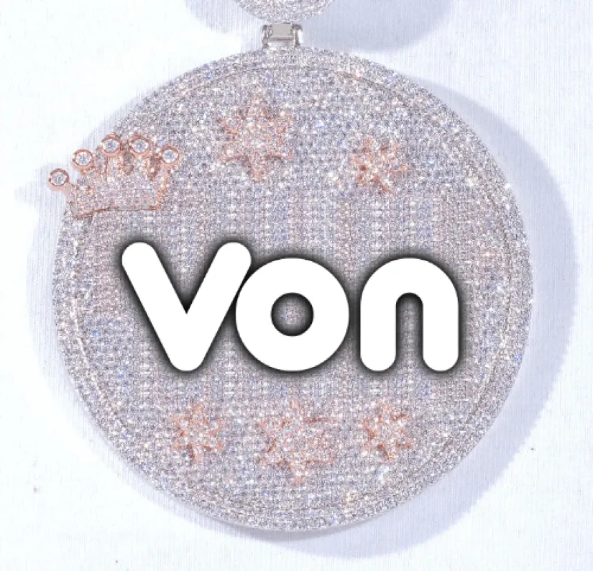 CUSTOM LETTER NECKLACE 3D BIG CROWN DISC sold by The GUU Shop