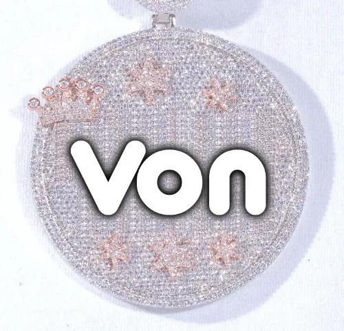 CUSTOM LETTER NECKLACE 3D BIG CROWN DISC sold by The GUU Shop