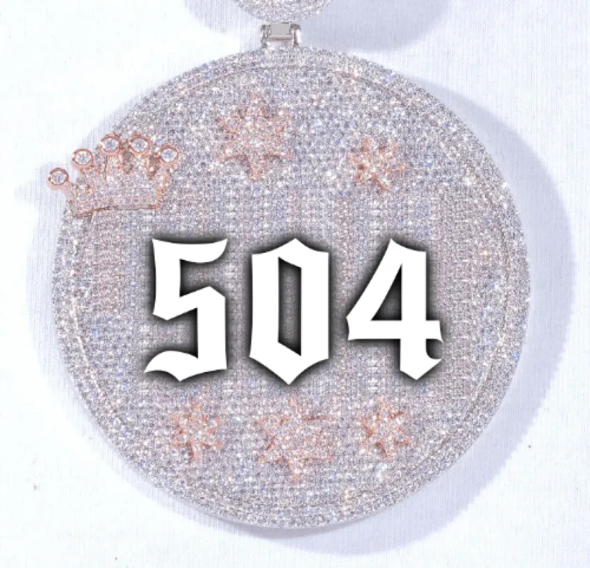 CUSTOM LETTER NECKLACE 3D BIG CROWN DISC sold by The GUU Shop