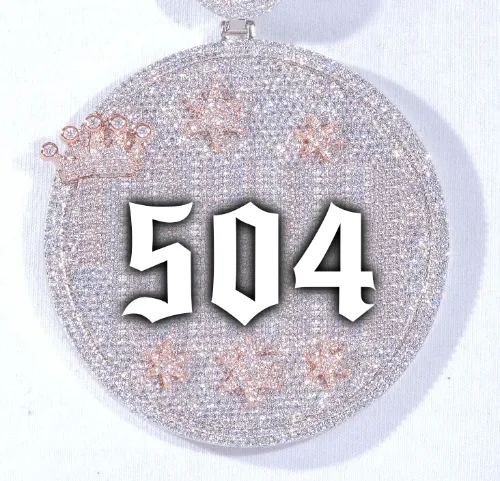 CUSTOM LETTER NECKLACE 3D BIG CROWN DISC sold by The GUU Shop