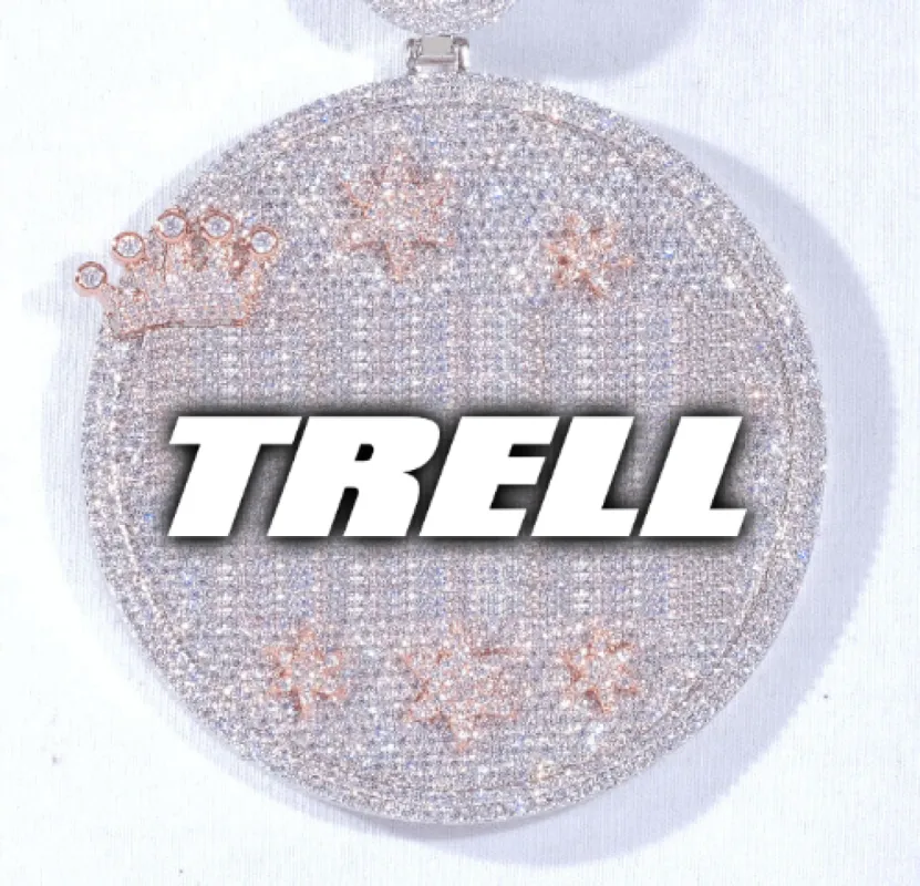 CUSTOM LETTER NECKLACE 3D BIG CROWN DISC sold by The GUU Shop