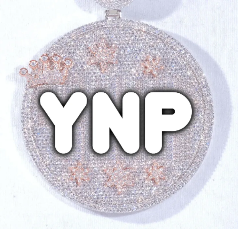 CUSTOM LETTER NECKLACE 3D BIG CROWN DISC sold by The GUU Shop