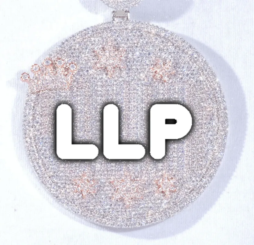 CUSTOM LETTER NECKLACE 3D BIG CROWN DISC sold by The GUU Shop