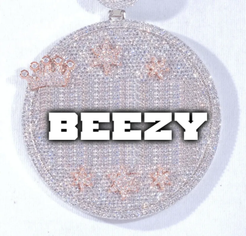 CUSTOM LETTER NECKLACE 3D BIG CROWN DISC sold by The GUU Shop