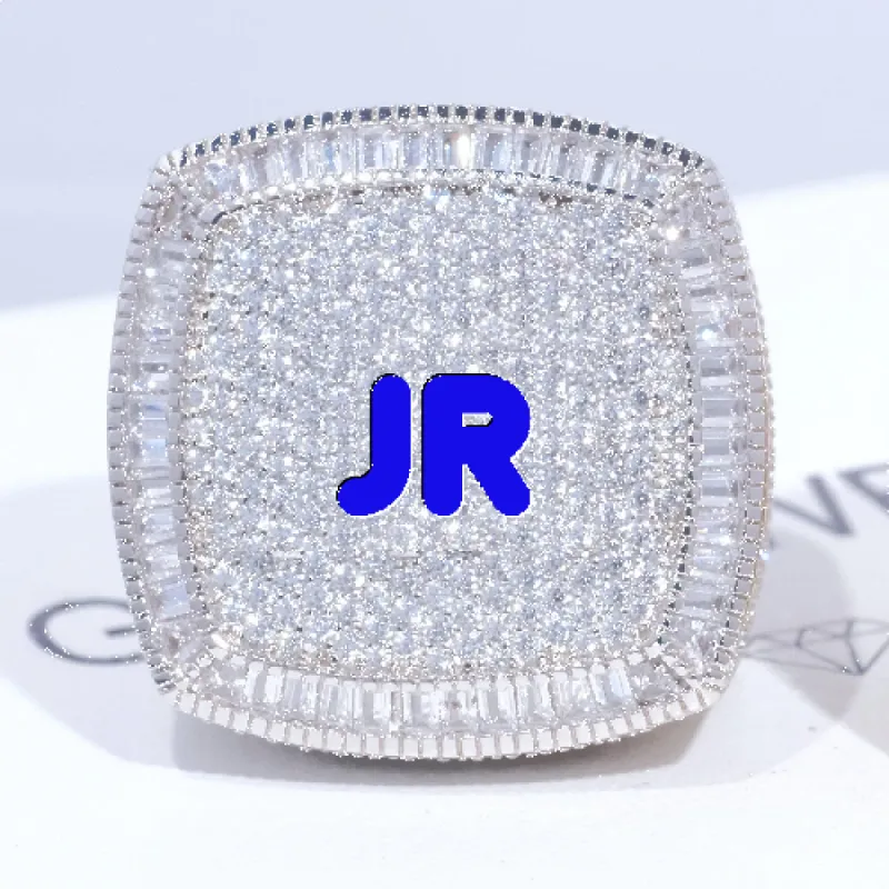 CUSTOM LETTER 3D ICED RING sold by The GUU Shop