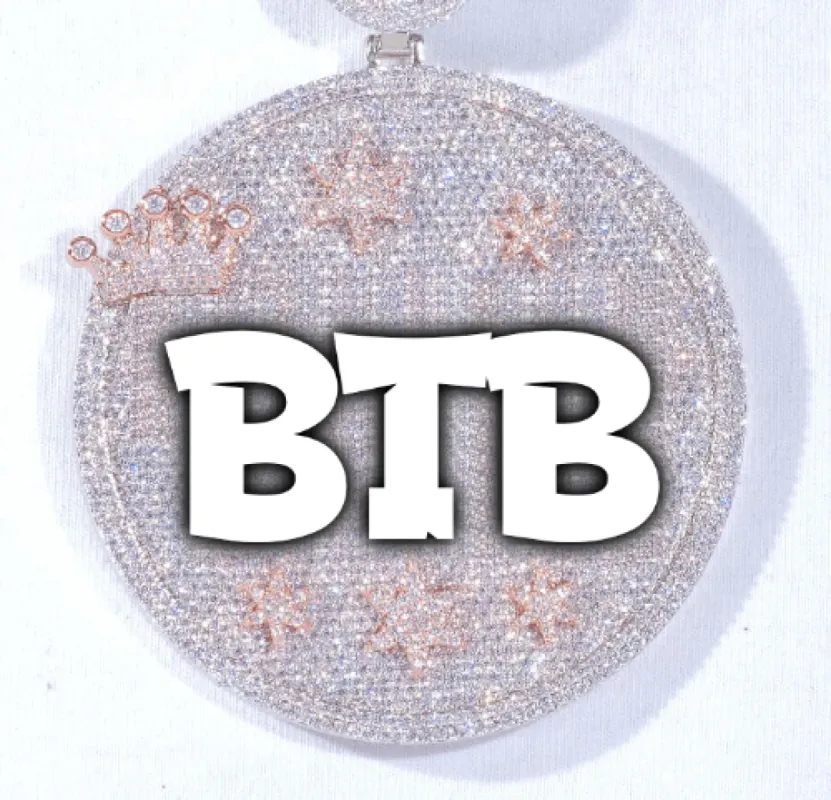 CUSTOM LETTER NECKLACE 3D BIG CROWN DISC sold by The GUU Shop