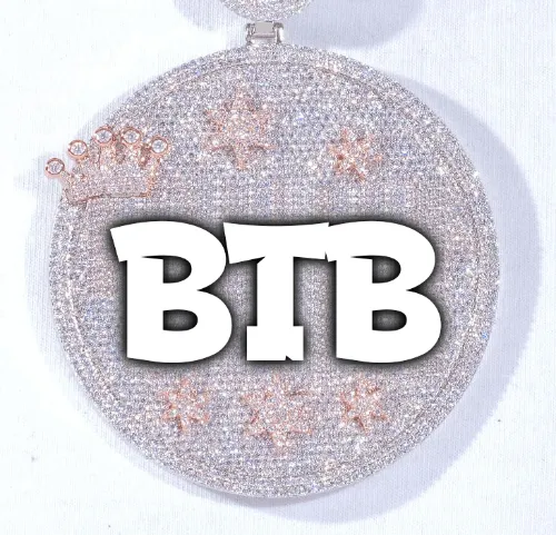 CUSTOM LETTER NECKLACE 3D BIG CROWN DISC sold by The GUU Shop