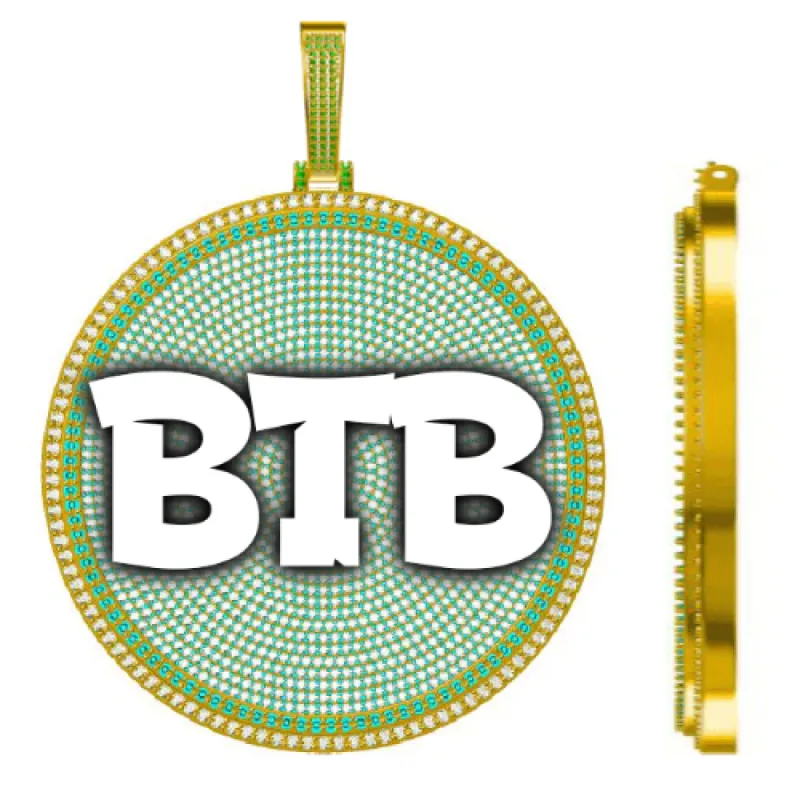 CUSTOM LETTER NECKLACE 3D BIG DISC sold by The GUU Shop