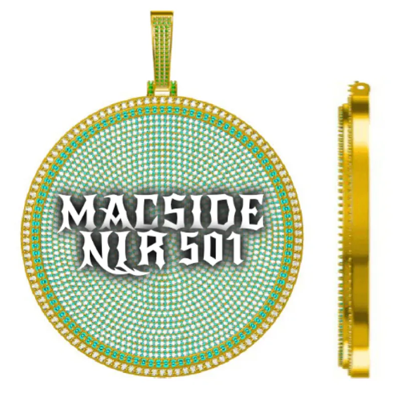 CUSTOM LETTER NECKLACE 3D BIG DISC sold by The GUU Shop