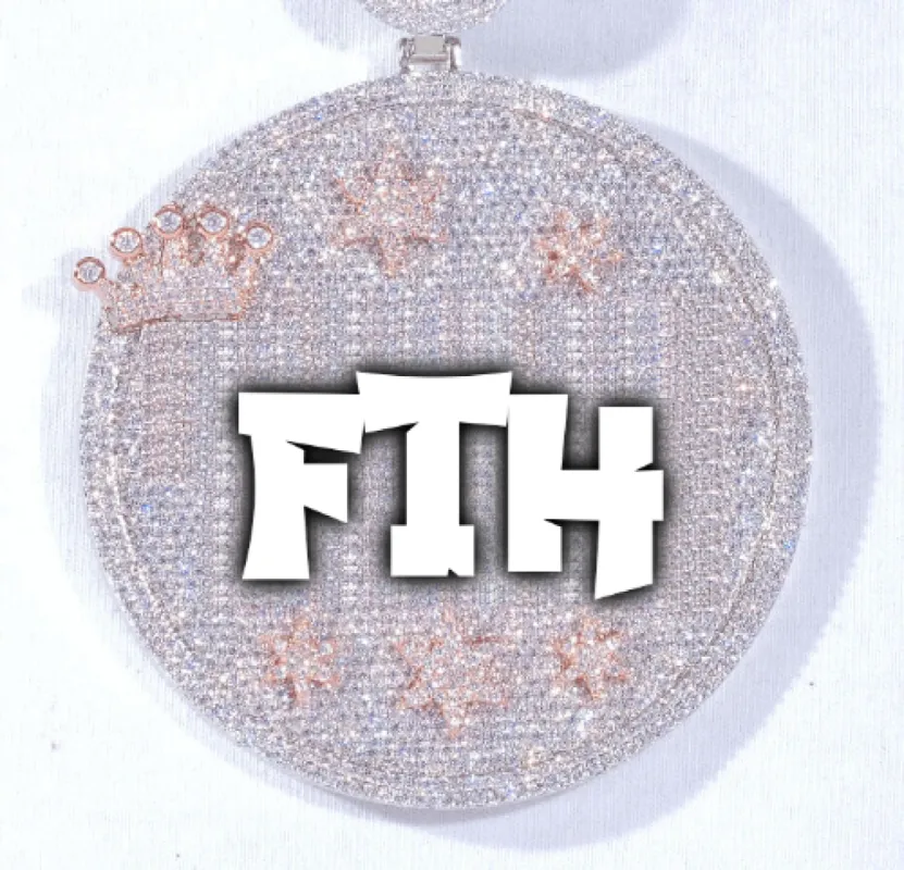 CUSTOM LETTER NECKLACE 3D BIG CROWN DISC sold by The GUU Shop