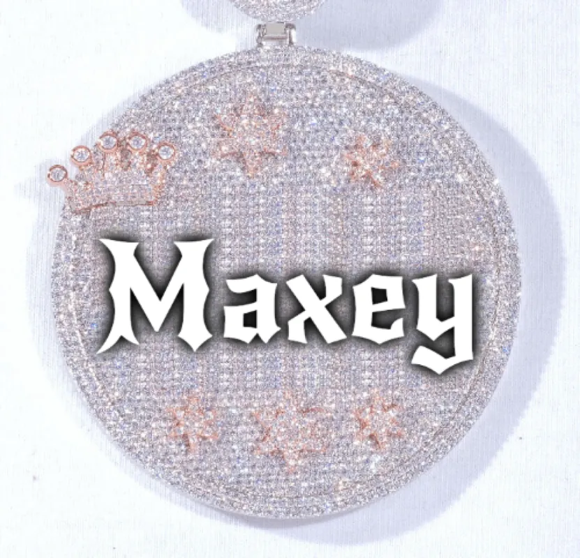 CUSTOM LETTER NECKLACE 3D BIG CROWN DISC sold by The GUU Shop