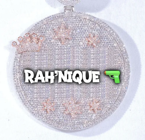 CUSTOM LETTER NECKLACE 3D BIG CROWN DISC sold by The GUU Shop