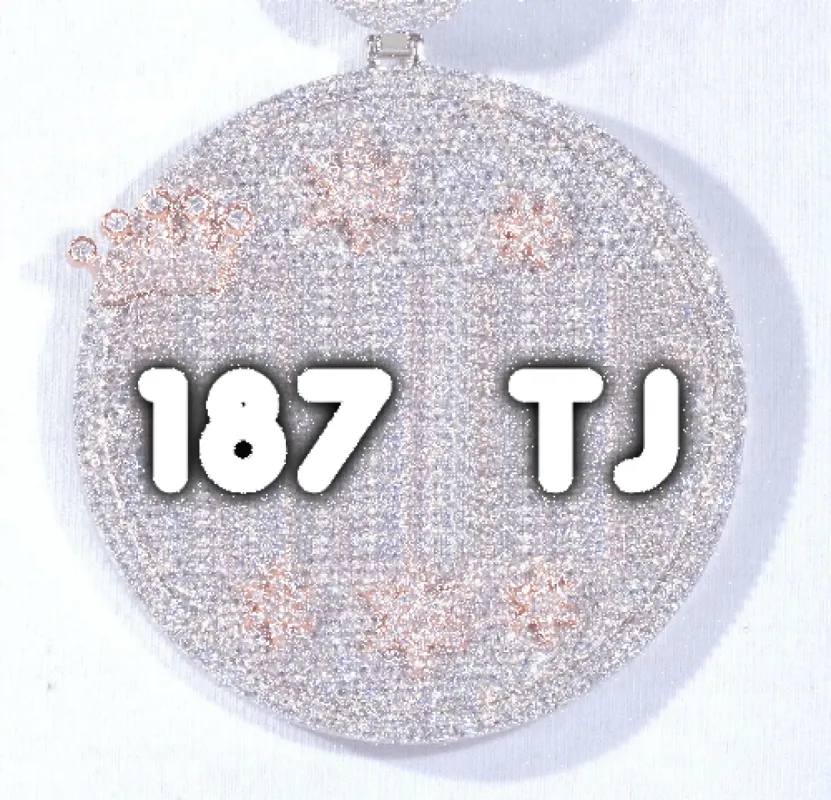 CUSTOM LETTER NECKLACE 3D BIG CROWN DISC sold by The GUU Shop