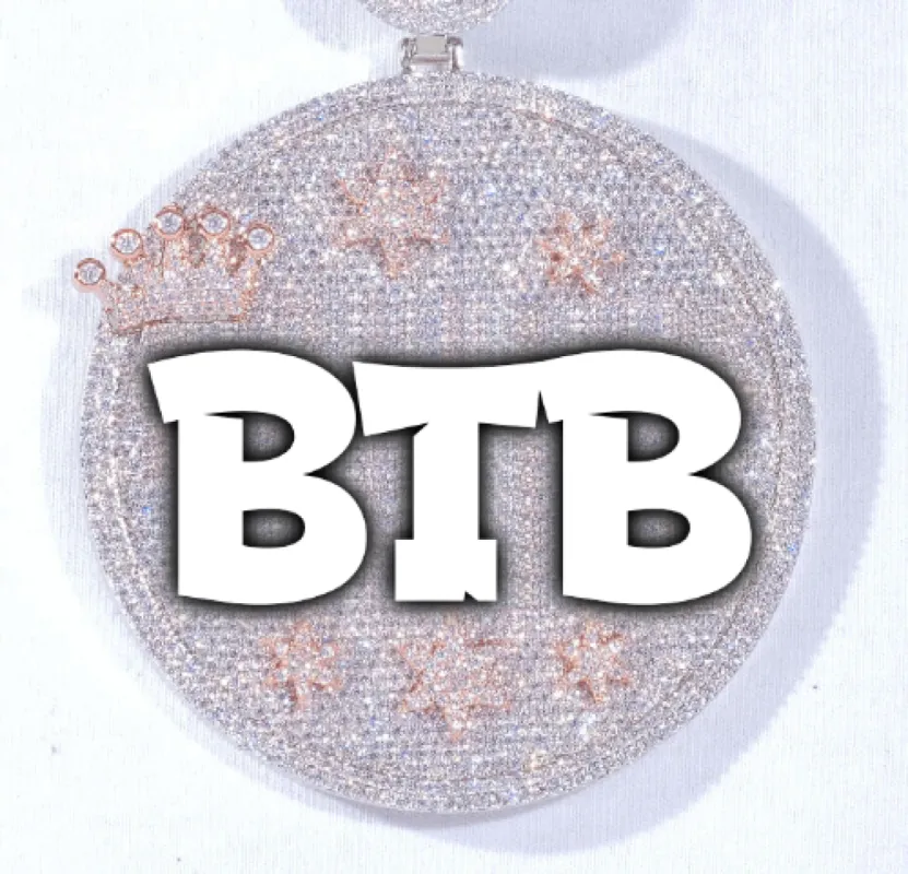 CUSTOM LETTER NECKLACE 3D BIG CROWN DISC sold by The GUU Shop