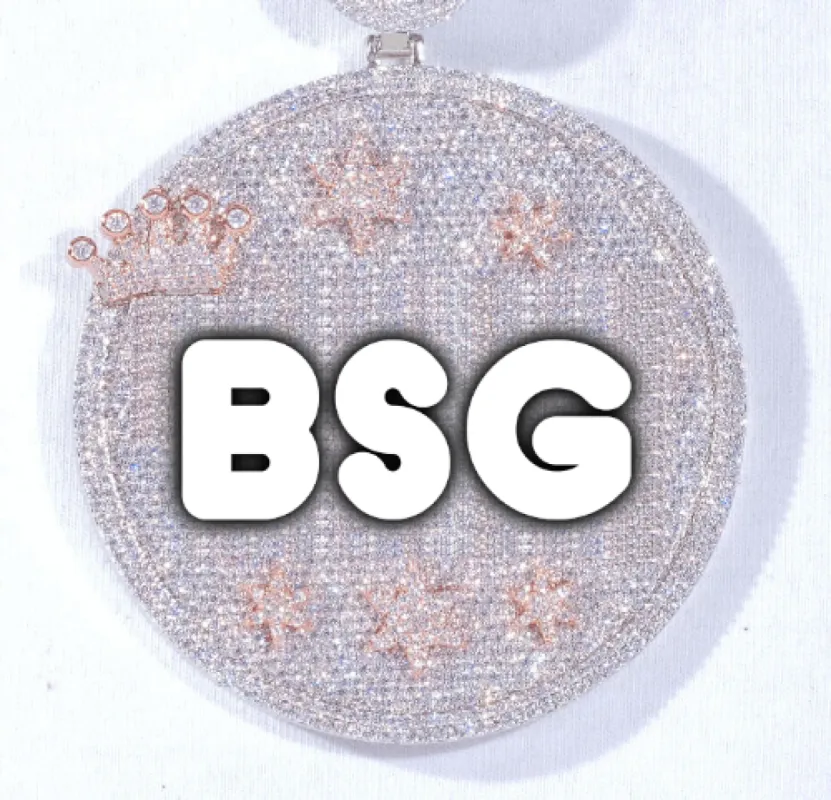 CUSTOM LETTER NECKLACE 3D BIG CROWN DISC sold by The GUU Shop