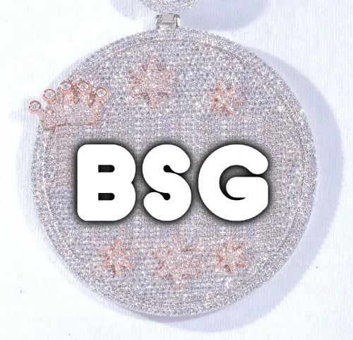 CUSTOM LETTER NECKLACE 3D BIG CROWN DISC sold by The GUU Shop