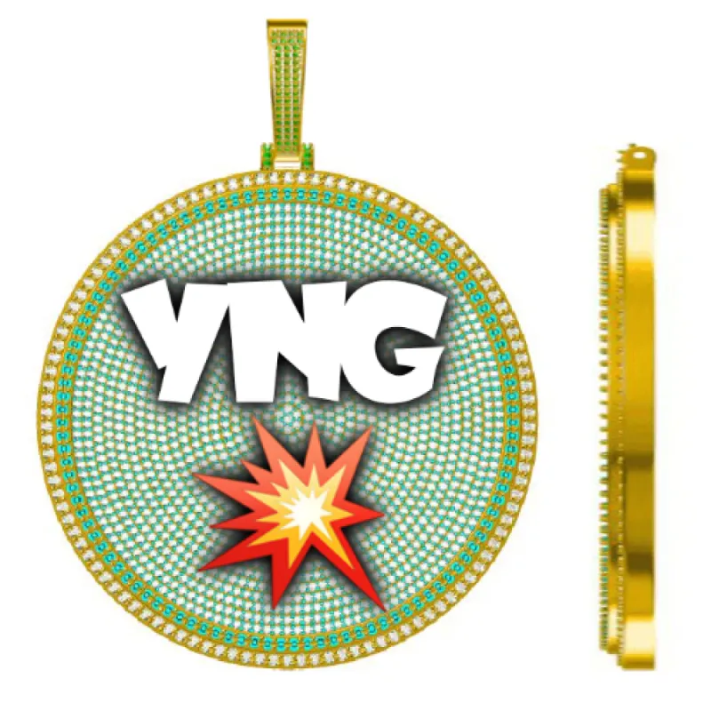 CUSTOM LETTER NECKLACE 3D BIG DISC sold by The GUU Shop