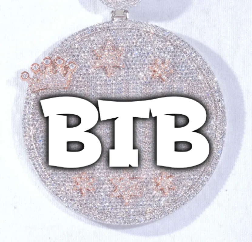 CUSTOM LETTER NECKLACE 3D BIG CROWN DISC sold by The GUU Shop