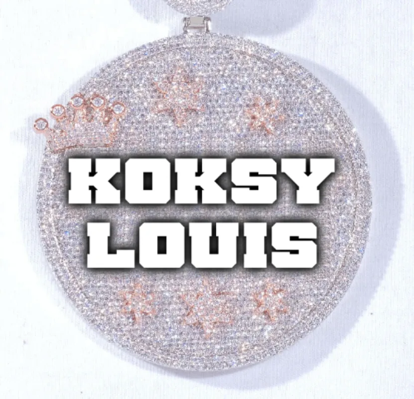 CUSTOM LETTER NECKLACE 3D BIG CROWN DISC sold by The GUU Shop