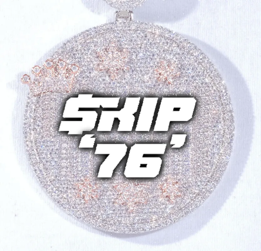 CUSTOM LETTER NECKLACE 3D BIG CROWN DISC sold by The GUU Shop