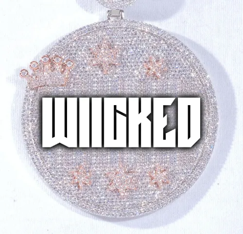 CUSTOM LETTER NECKLACE 3D BIG CROWN DISC sold by The GUU Shop