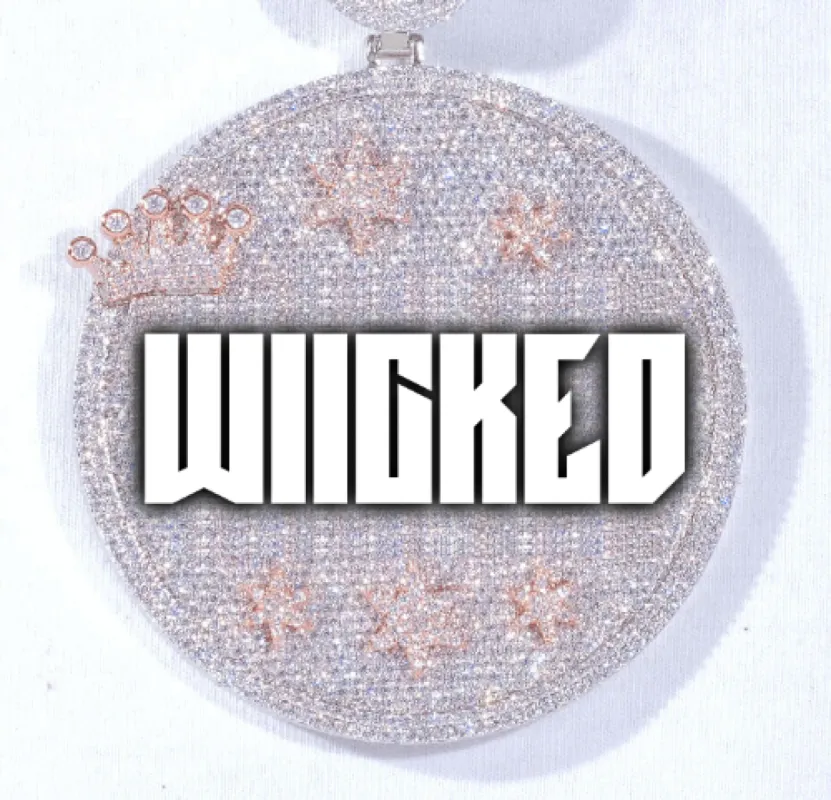 CUSTOM LETTER NECKLACE 3D BIG CROWN DISC sold by The GUU Shop