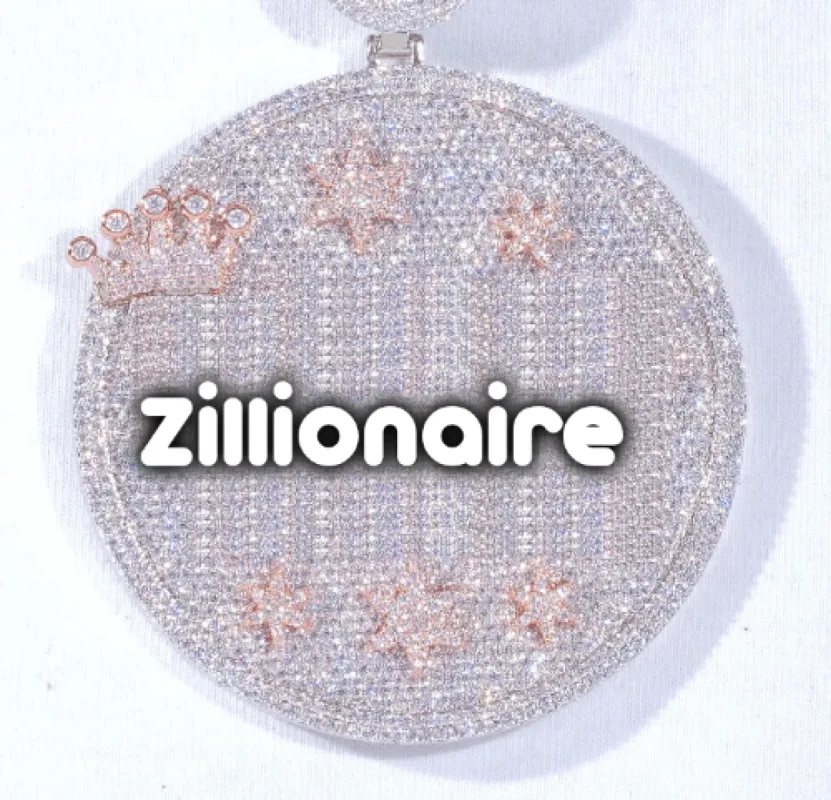 CUSTOM LETTER NECKLACE 3D BIG CROWN DISC sold by The GUU Shop