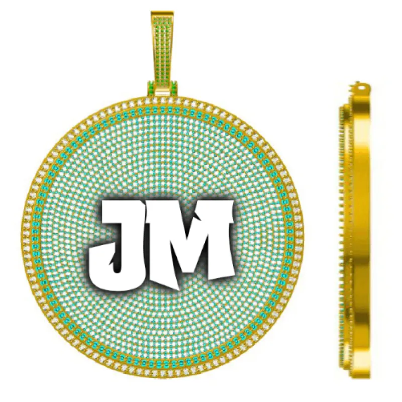 CUSTOM LETTER NECKLACE 3D BIG DISC sold by The GUU Shop