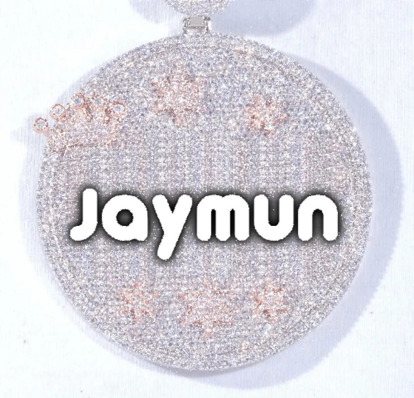 CUSTOM LETTER NECKLACE 3D BIG CROWN DISC sold by The GUU Shop