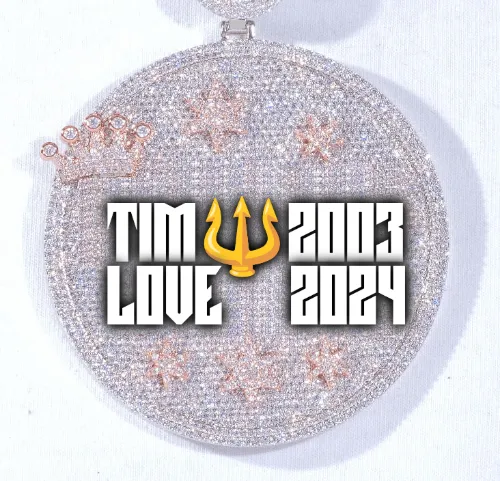 CUSTOM LETTER NECKLACE 3D BIG CROWN DISC sold by The GUU Shop