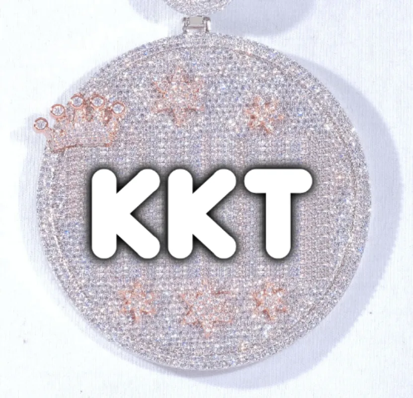 CUSTOM LETTER NECKLACE 3D BIG CROWN DISC sold by The GUU Shop