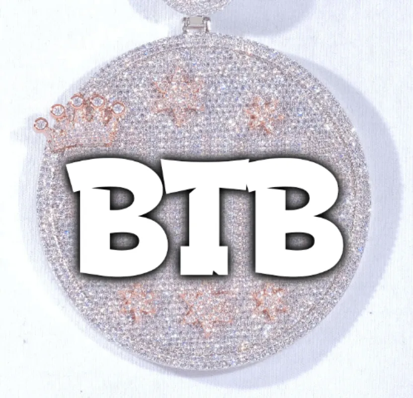 CUSTOM LETTER NECKLACE 3D BIG CROWN DISC sold by The GUU Shop