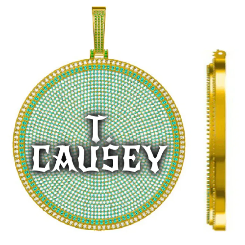 CUSTOM LETTER NECKLACE 3D BIG DISC sold by The GUU Shop