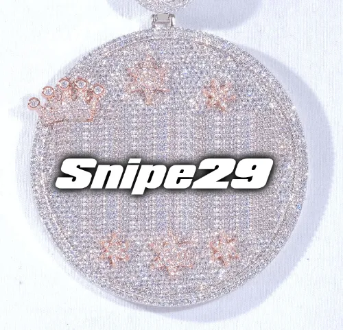 CUSTOM LETTER NECKLACE 3D BIG CROWN DISC sold by The GUU Shop